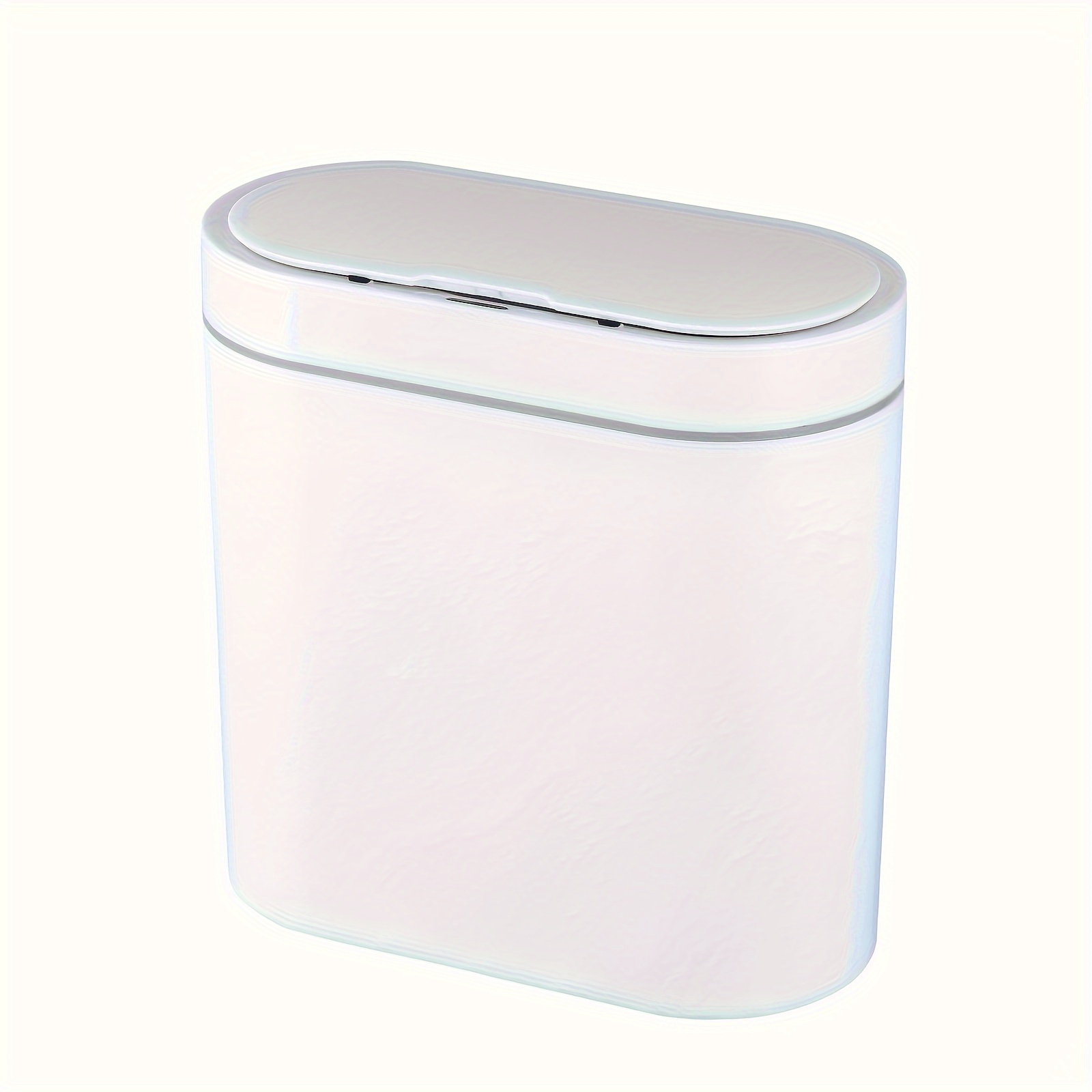 

Elpheco Bathroom Trash Bin With Lid, 2.5 Gallon Motion Sensor, 9.5 Litres Slim Plastic Narrow Bedroom Trash Can, Small, White