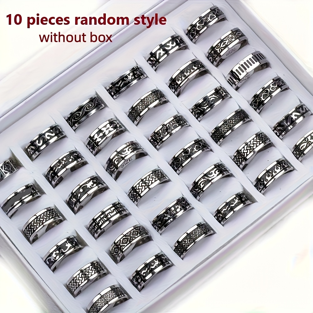 E-shop 10 Modische Vintage Tri-Color Drip Edelstahlringe, Unisex Schmuck Party Geschenk Accessoires Großhandel Zufällige Stile, Box Nicht Enthalten