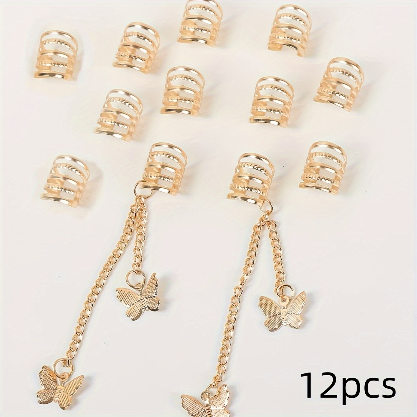 Image of 12pcs Hippie Style Tassel Hair Beads And Rings For Dreadlock Hair Accessories Loc Hair Jewelry For Braids
