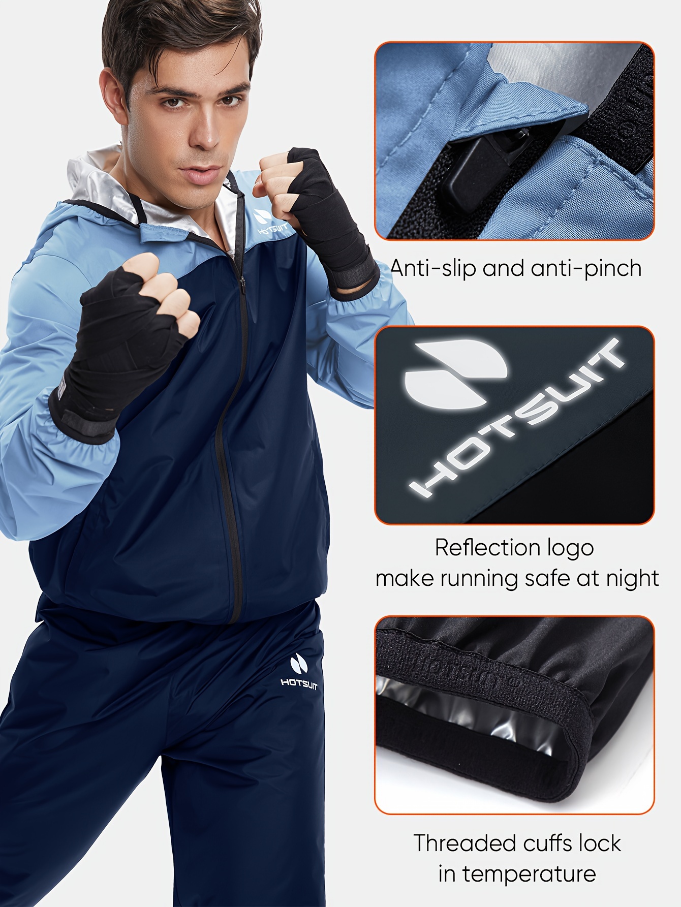 Vêtement Sudation Fitness Combinaison Sauna HOTSUIT Homme - Veste Et Pantalon Sport - Perte Poids Vêtement Sudation Homme