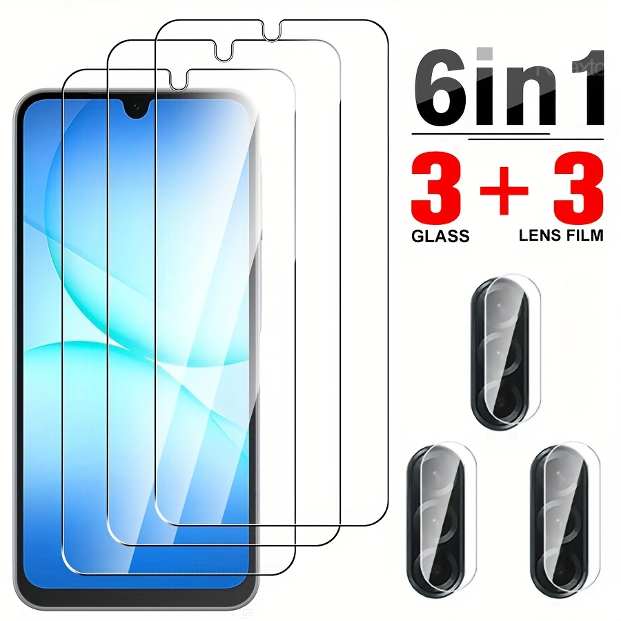 Image of [3+3 Pack] Clear Tempered Glass Film Compatible With For For Galaxy A17 5g/4g Screen Protectors And Camera Lens Protectors Guard Anti-fingerprints Protective Film