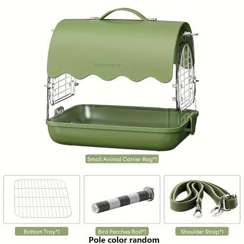 Lightweight Bird Carrier Backpack with Shade Cover & Window - Durable Plastic Travel Cage for Parrots, Small Cockatiels, Budgies, Small Bird Cage, Secure Closure