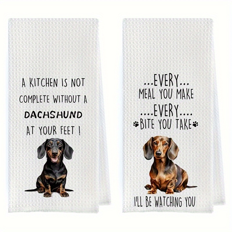 

Dachshund Themed Polyester Dish Towels Set - 2 Pack, Waffle Weave Kitchen Hand Towels With Cute , Humorous Dog-themed Gift For Pet Lovers