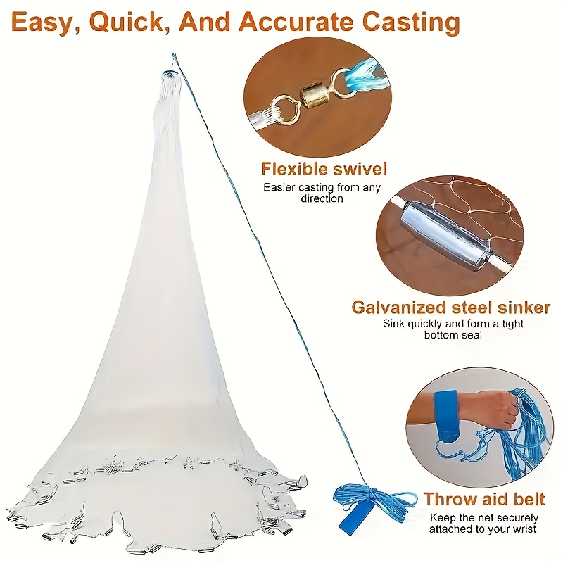 A Single American * Designed for Throwing, Ideal for Catching Most Types of  Fish, Featuring a Traditional Cast Net, Hand-Cast Net * Hand-Cast Net * Net  Bag, Suitable As Gifts for Christmas And ...