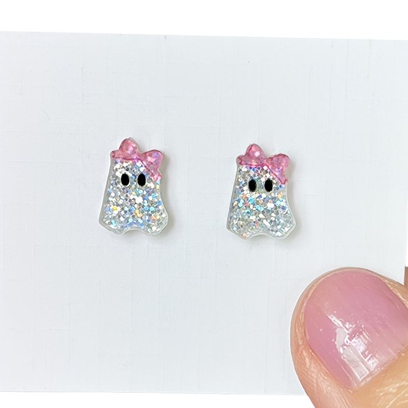 TEMU Halloween Cute Mini Sparkly Exquisite Stud Earrings Candy Pumpkin Black Cat