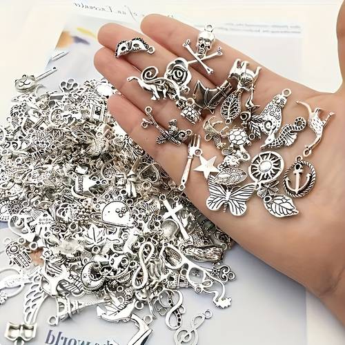 60 120 240pcs mixed silvery alloy pendants for bracelet charms necklace jewelry making crafts