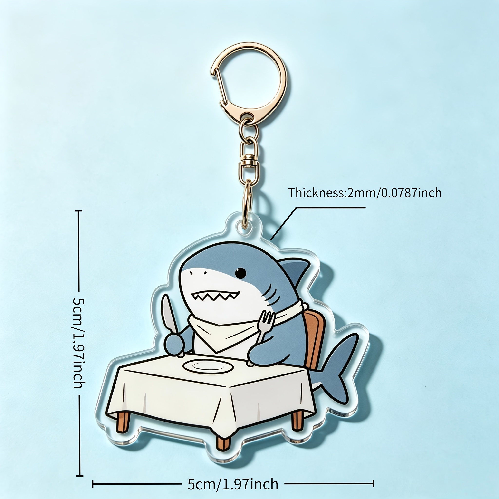 4pcs Funny Little Shark Pattern Acrylic Keychains
