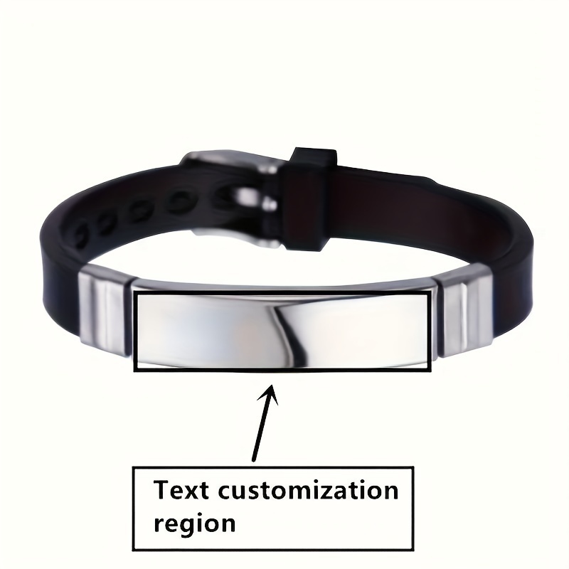 TEMU Customizable Adjustable Bracelet - Silicone Stainless Steel Bracelet - Personalized For To School, Halloween, Christmas, , Father's Day