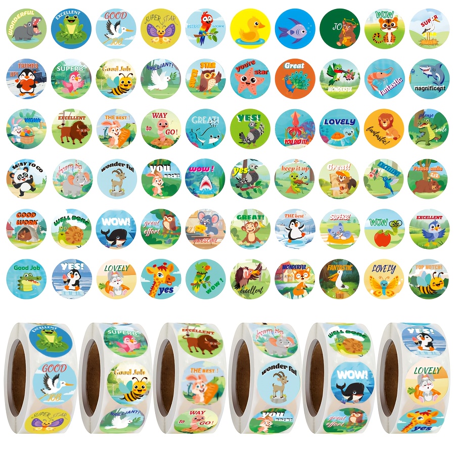 slika predmeta 3000   mini nalepk za učitelje, nalepke za učilnico, motivacijske nalepke z živalmi, nalepke za učence, obvezne nalepke za učitelje v učilnici - 60 modelov živali