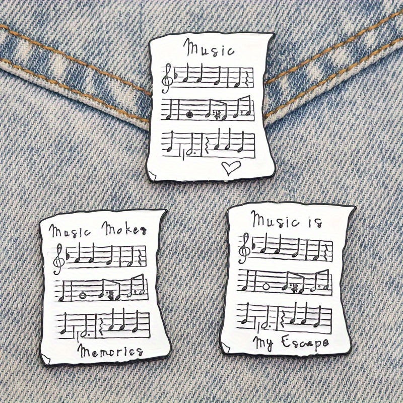 

1pc Enamel Pin, Alloy Brooch For Denim Jackets, Japanese And Korean Style, Sheet Design Accessory, , Music