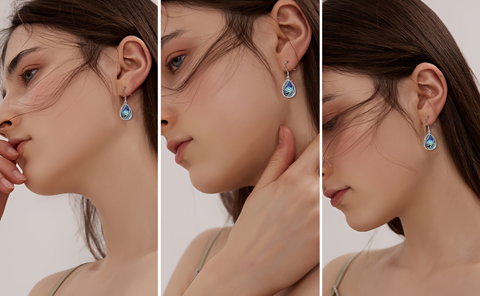 abalone earrings for women 925 sterling silver dangle drop abalone earrings   bohemian earrings jewelry gift Product details 2