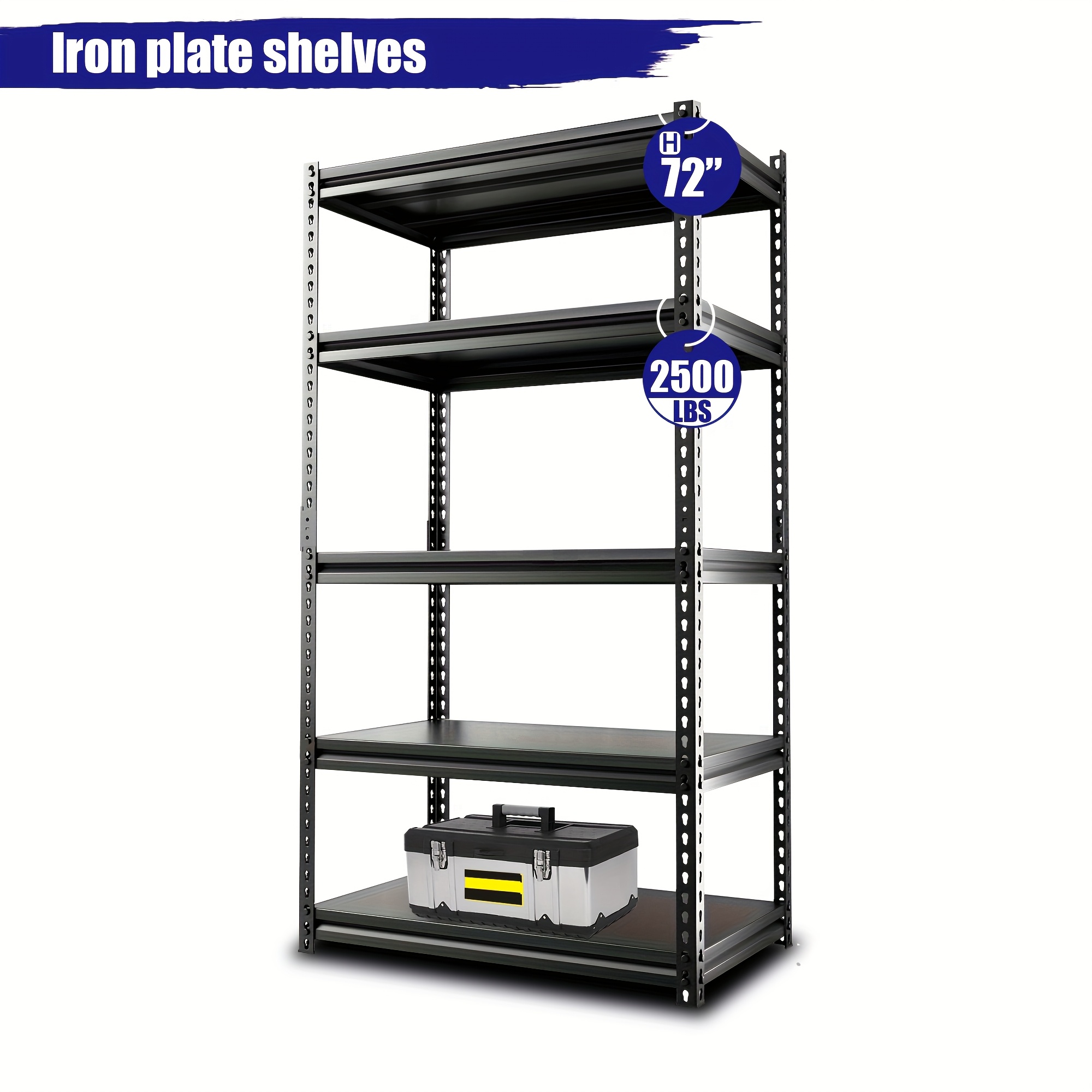 

35.5"l X 15.8"w X 72"h-2500lbs Heavy-duty 5-tier Adjustable Garage Shelving Unit - Sturdy Metal Storage Shelves For Garage, Basement, Pantry, Bathroom Storage, And Utility Room, And Versatile