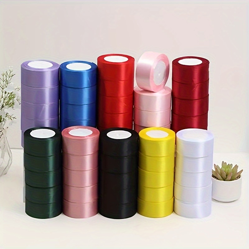 

5rolls Ribbon Diy Rose Flower Material Silk Satin Ribbon Decoration Cake Gift Wrapping Webbing Wedding Party Bow Ribbon