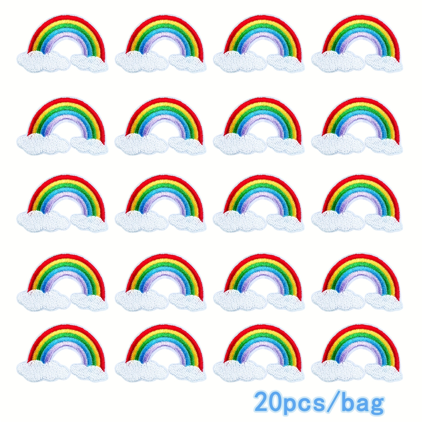 Image of 20 Rainbow Embroidery Patches, Suitable For Men's And Women's Denim Clothing, Shoes, Hats, And Packaging Decorations