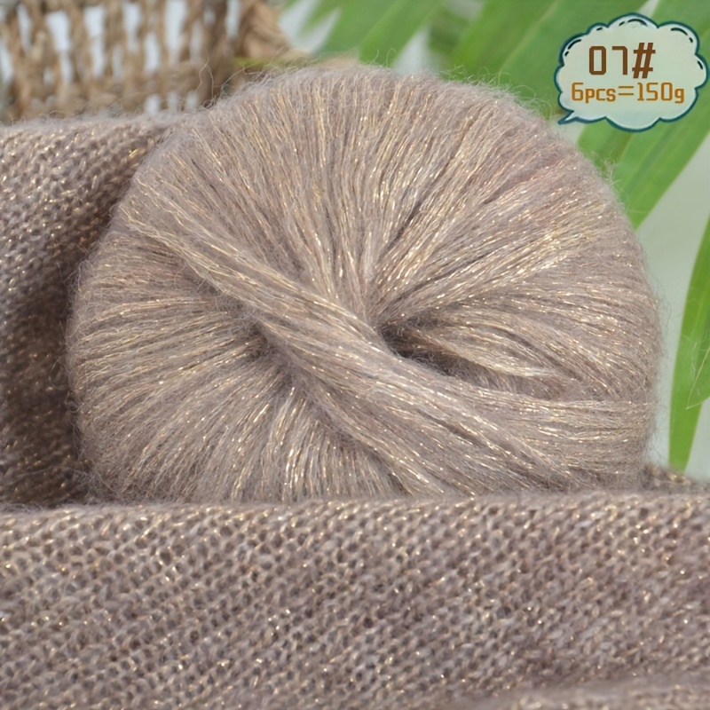 E-shop 150G Paillettenbesetztes, schillerndes, helles Wolle-Mohairgarn für handgemachte Materialpackungen, Strickproduktion, warme Herbst- und
