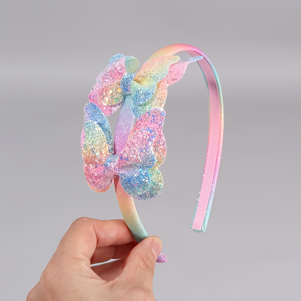 1pc Gradient Color Hair Bands For Glitter Polyester Headbands Hoop Perfect For Birthday Parties, Princess &
