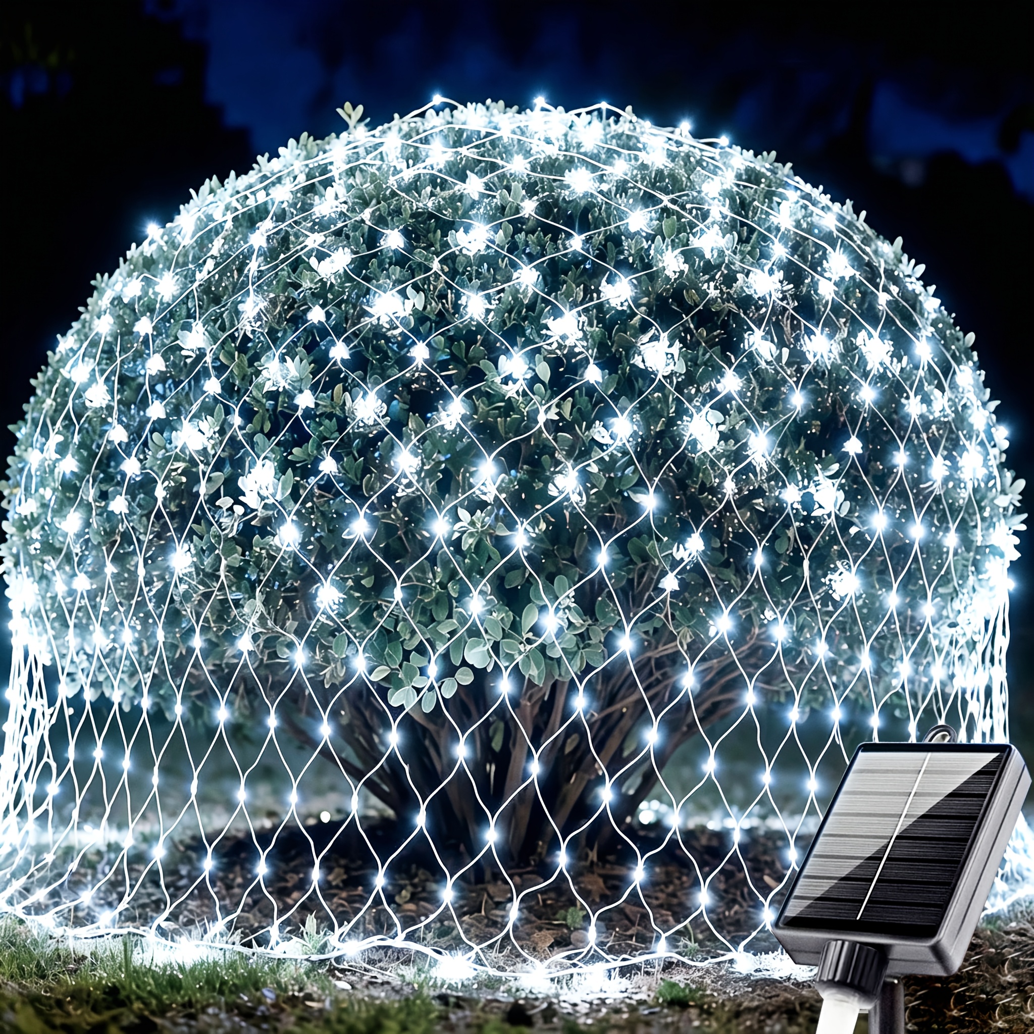 TEMU 1pc Outdoor String Lights With 197/97 Leds, Warm White & Multicolor Suitable For Halloween/christmas Decorations, Auto Light Sensor, Solar Net