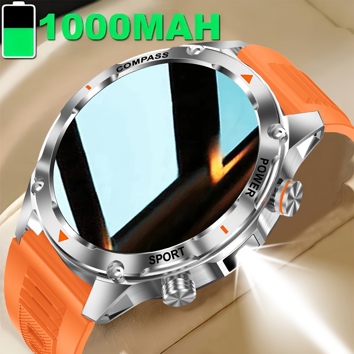 Men's Sports Smartwatch with LED Flashlight & Multiple Watch Faces