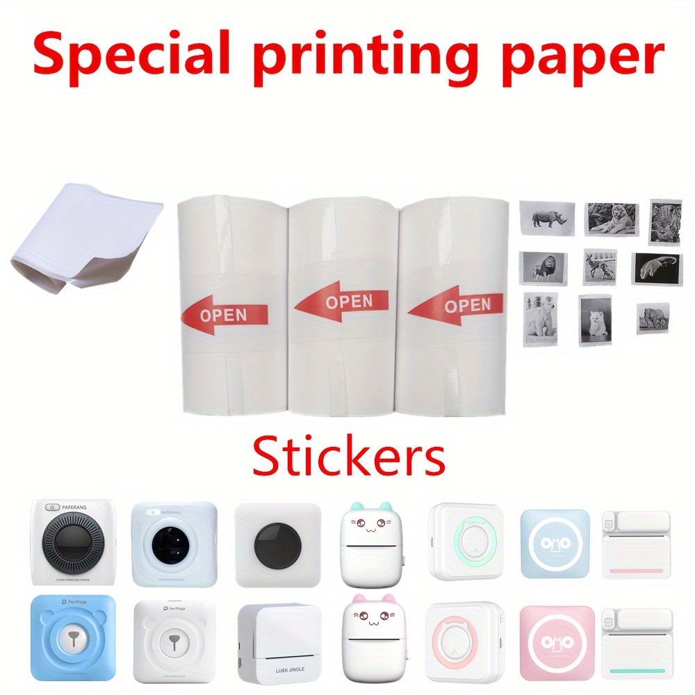 Sticker For Mini-printer Heat-sensitive Printing Paper Sticker Type Sticky  Notes, Suitable For Many Types Of Machine Name Sticker Storage Sticker Ink