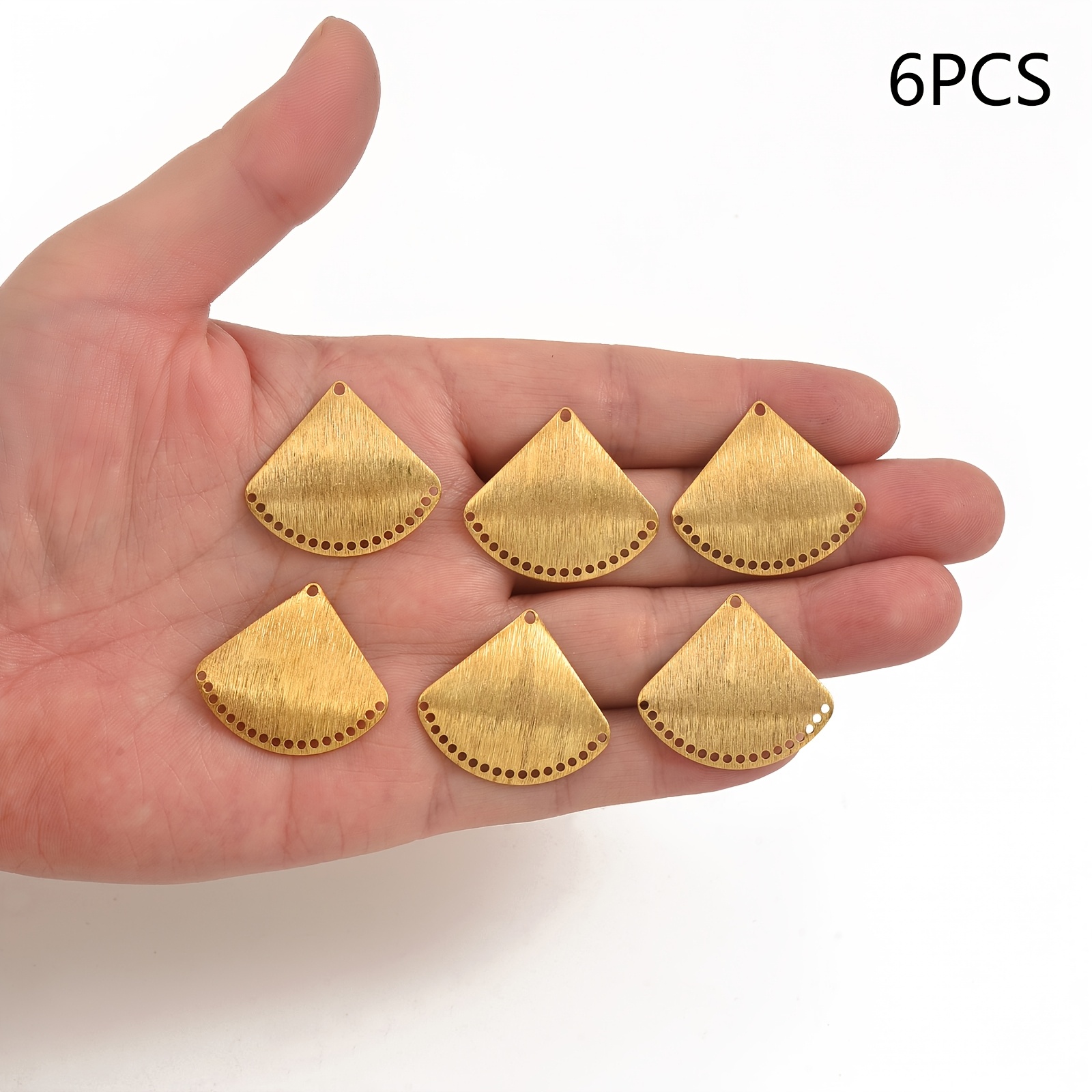 TEMU 6 pièces Pendentif en Laiton Original Double Face Brossé à Multi-trous de et Éventail pour Création de Bijoux DIY, Accessoires Charmants pour