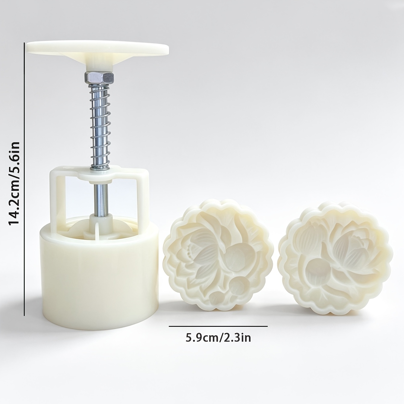TEMU 1 Set Of 75g Floral Mooncake Molds, Including 2 Petal Pieces, Abs Plastic Diy Hand-press Baking Molds, Suitable For Making Desserts, Pastries,