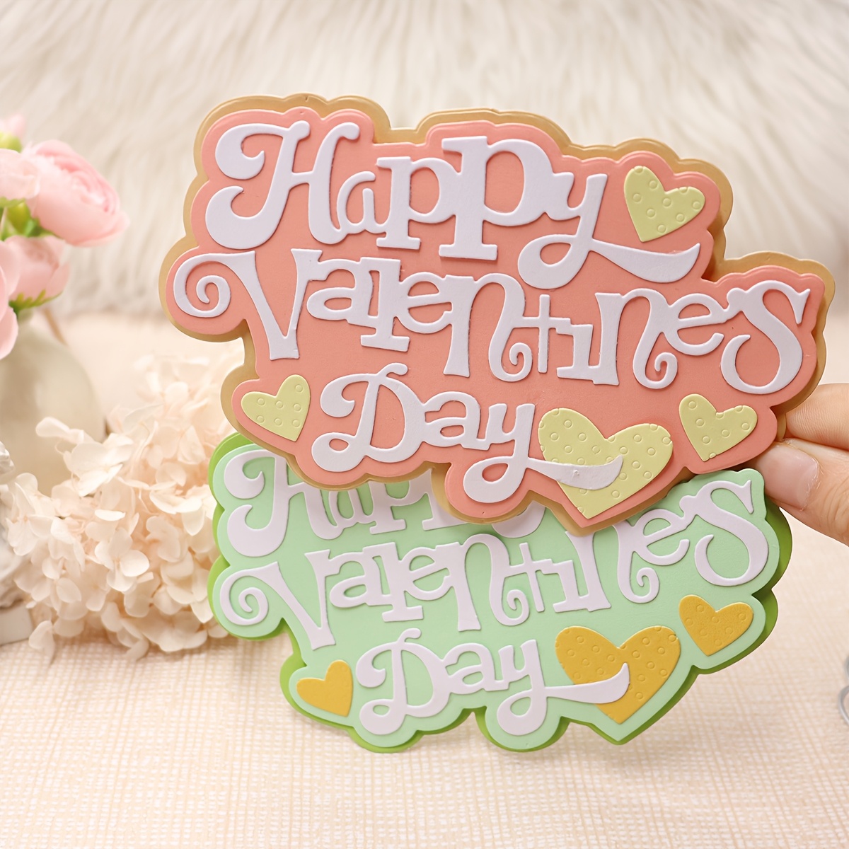 

1pc Happy Valentine's Day Metal Cutting Die, Stainless Embossing Stencil, Scrapbooking Greeting Card Making Template, Lace Design, No Power Supply Needed