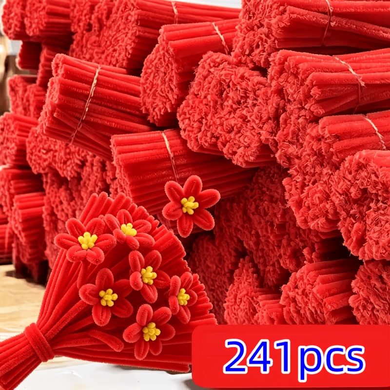 TEMU [241 piezas] Paquete de materiales para manualidades con varillas de borlas de la serie grande, varillas de limpieza de tuberías engrosadas,
