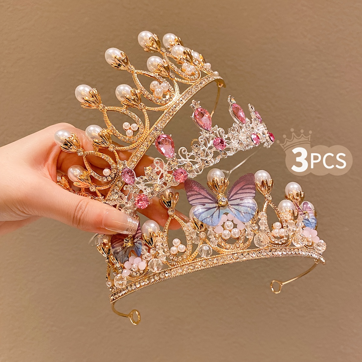 

3pcs Sparkling Imitation Pearl Butterfly Accessories, Suitable For Party Styling, Perfect Gifts For Girls