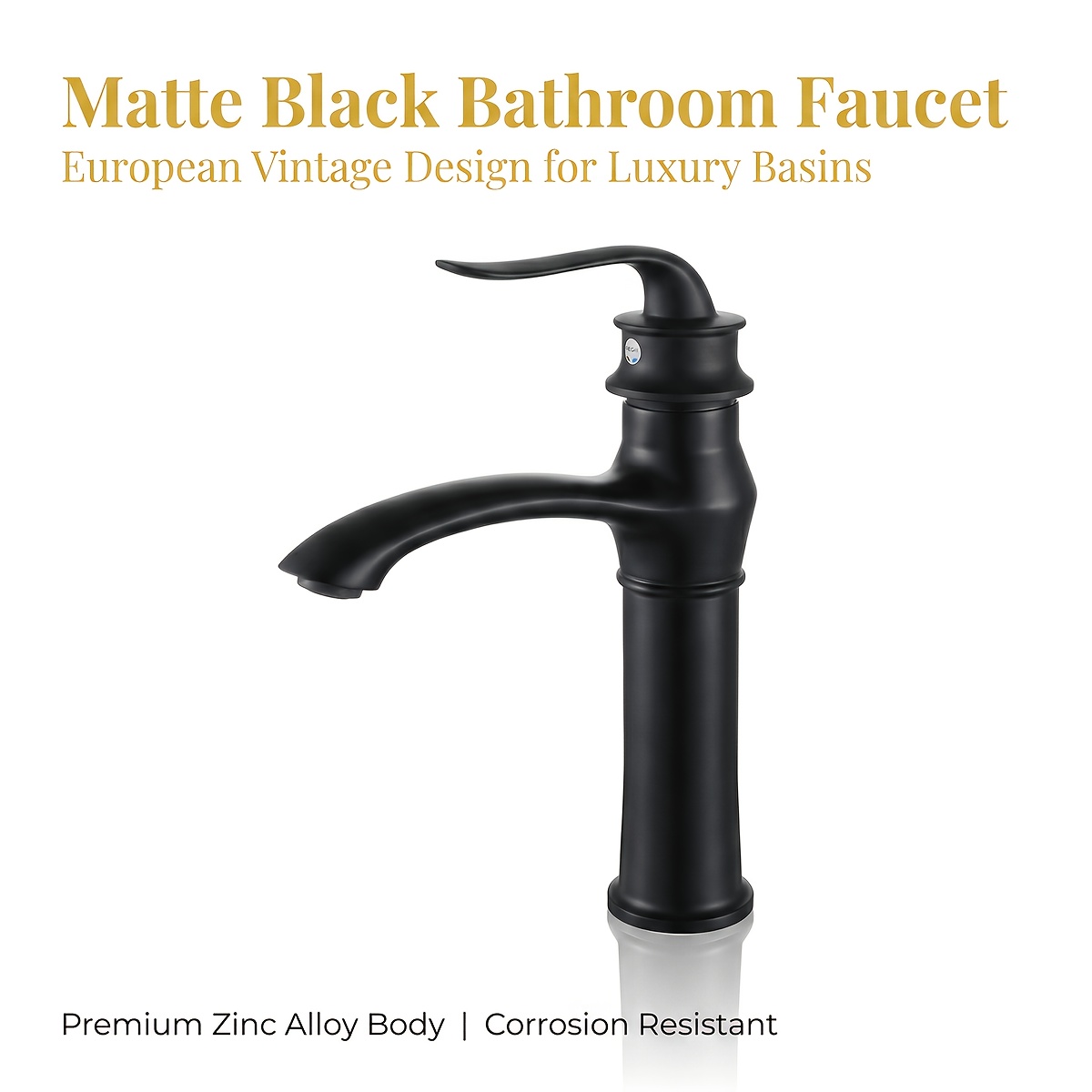Black Matte Basin , Light Luxury Decorative Hot and Cold Dual Control Countertop Bathroom