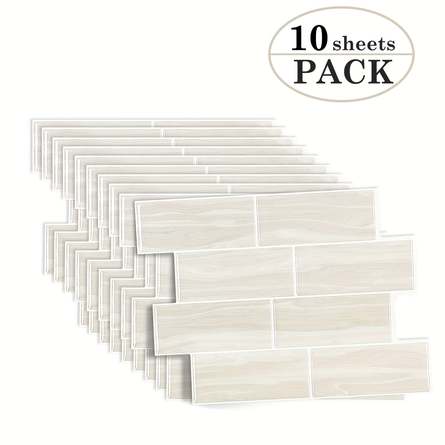 Easy King 10pcs Tile Decals - Waterproof, Removable Kitchen & Bathroom Backsplash Wall Stickers, Apricot 3d Pattern, Indoor Use, Subway Tile, 11.56x8.38 Inches