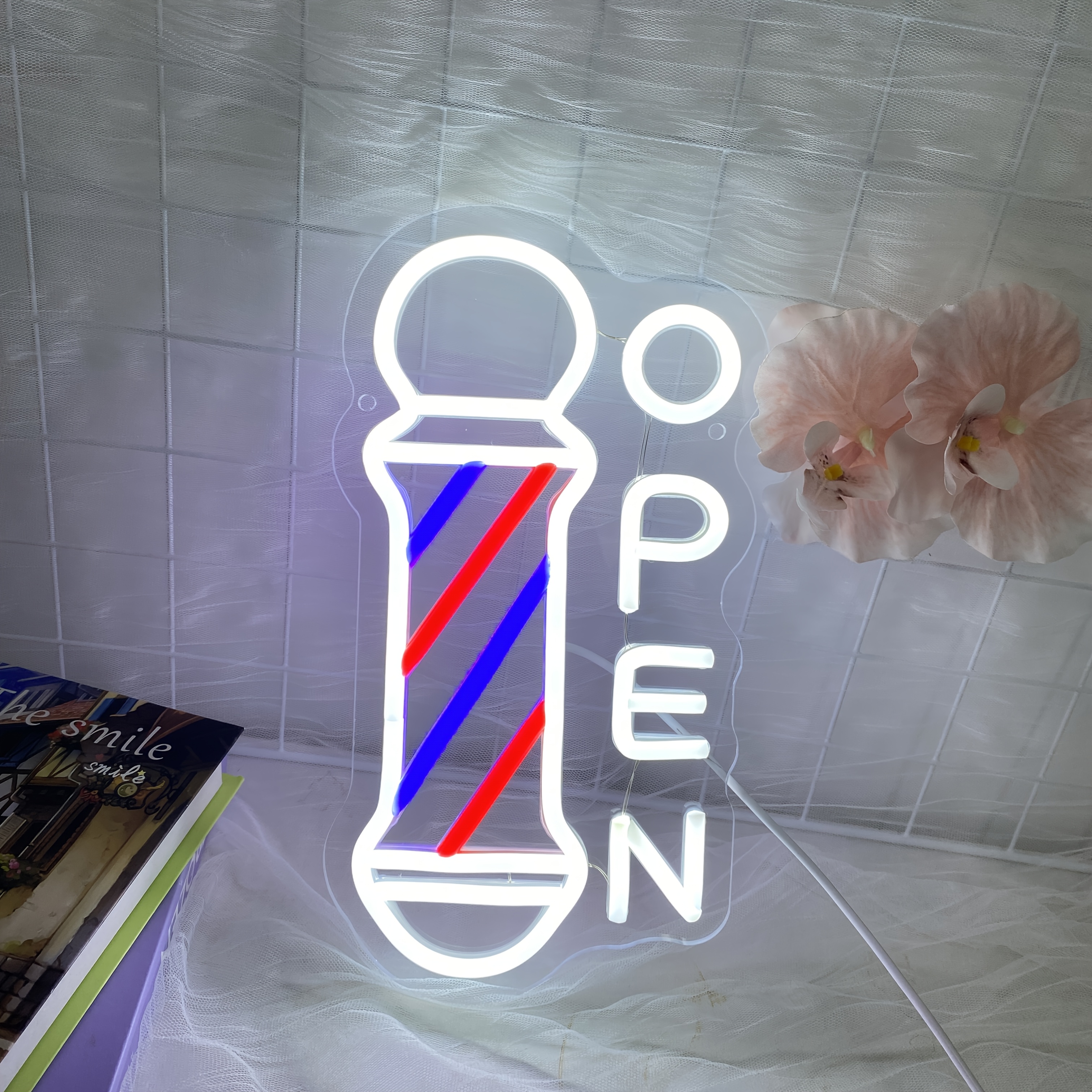 Image of Liuyang Open Neon Sign, Usb Powered Barbershop Led Neon Sign, Creative Neon Suitable For Hair Salon, Barber Shop, Studio, Spa, Beauty Room Decoration.