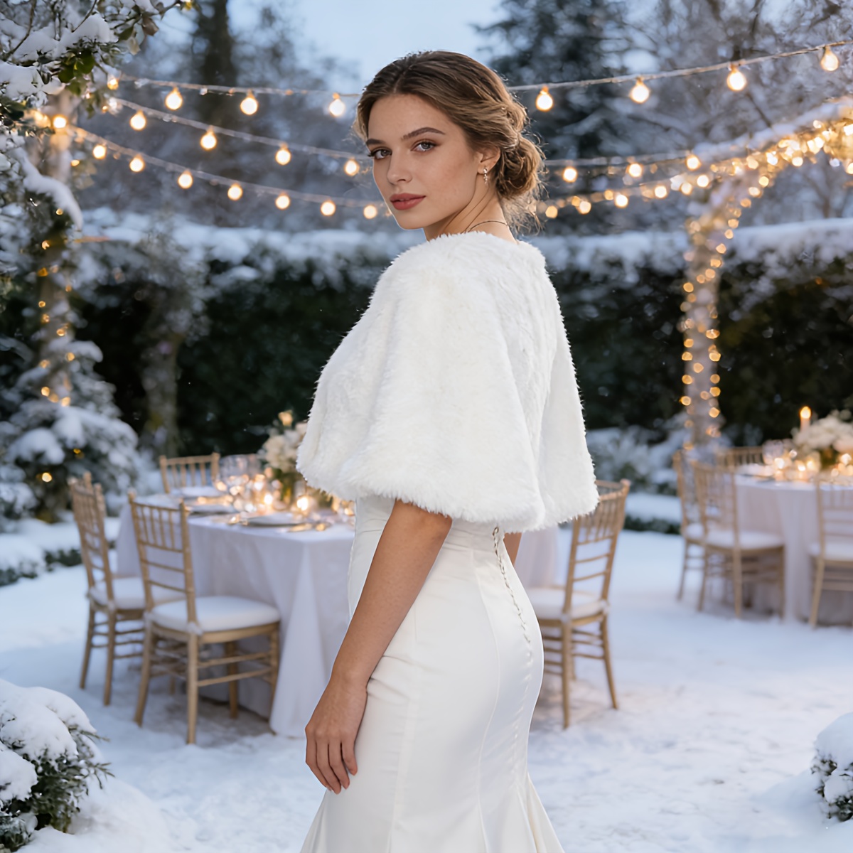 TEMU Luxury Plush Shawl, From High-density Fabric With A Texture That Real. Lightweight And Non-restrictive, It Color Contrast With White Wedding