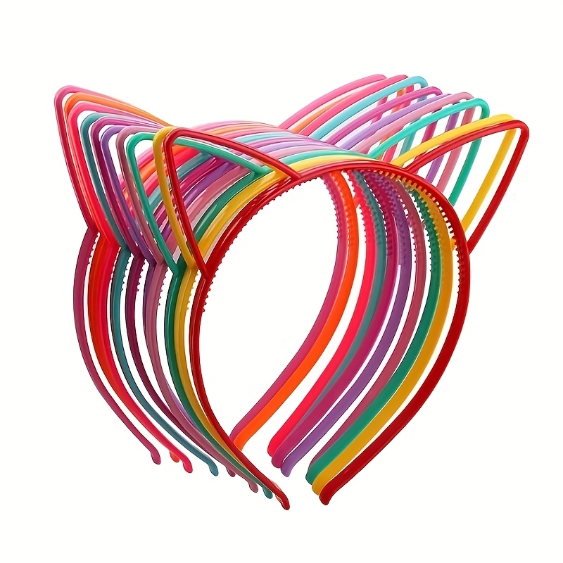 8pcs Plastic Cat's Ears ( Cat-ear Shaped Bread) Headband Party Decoration Kitten Headband Party Gifts Birthday Supplies Women's Halloween Hair Additions Headband Clothing (random Color)