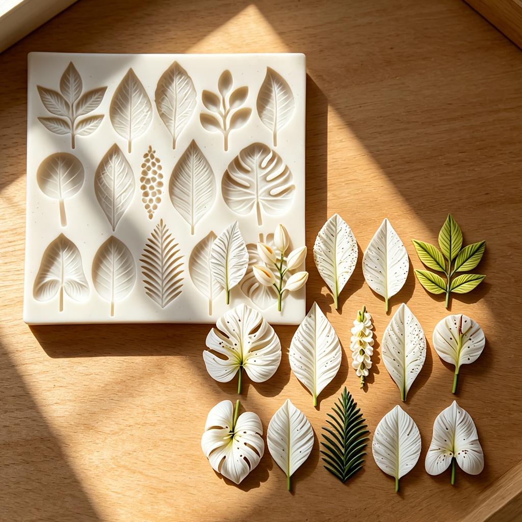 TEMU Plant Leaf Silicone Resin Mold Set, Resin Casting Molds, Suitable For Diy Resin Crafts, Clay, Wax, Plaster, Soap. Ideal For Home Decor, Spring