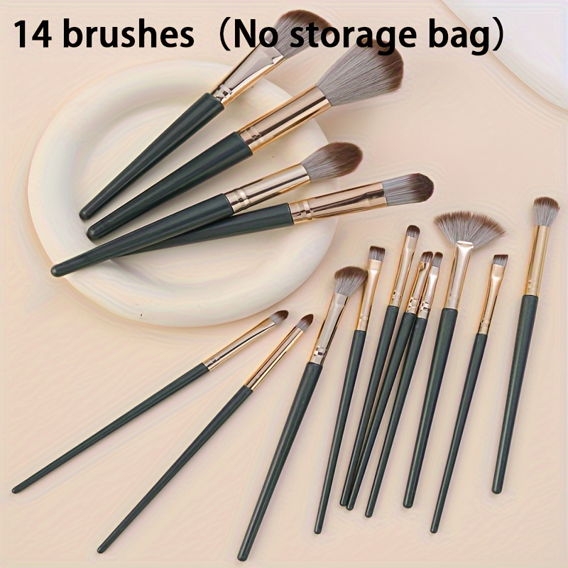 TEMU Luxurious 14pc Makeup Set - Plush, Professional Brushes For & Eye - For Foundation, Contouring & Blending