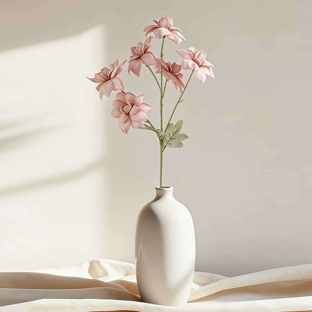 TEMU 1 Bundle 6 Heads Artificial Moonflower Bouquet, Real Touch Faux Evening Glory Flowers, Elegant Floral Arrangement For Vase, Living Room, Dining
