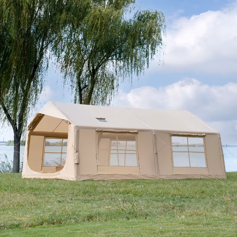 186sq ft inflatable camping tent with hand pump easy setup outdoor blow up tent 4 season glamping air tents cabin house with windows door Product details 3