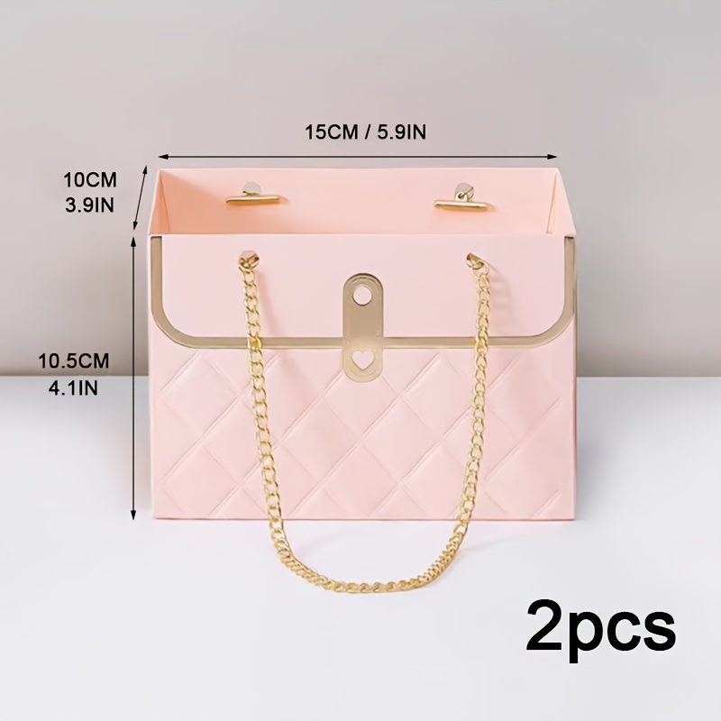 E-shop 2er-Set Blumengeschenkboxen mit Henkelketten, elegante taschenförmige kreative Blumentaschen, für Hochzeiten, Valentinstag, Muttertag &