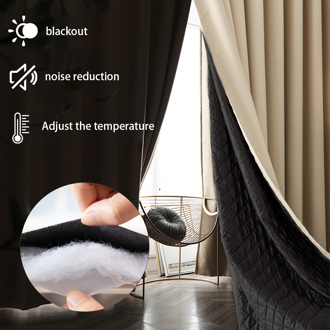 1pc of thickened winter thermal curtains with a middle layer of hand composite providing summer insulation gms440   hanging three layer warm and windproof curtains suitable for   decor door curtains and window partitions applicable in bedrooms living rooms and basements details 4