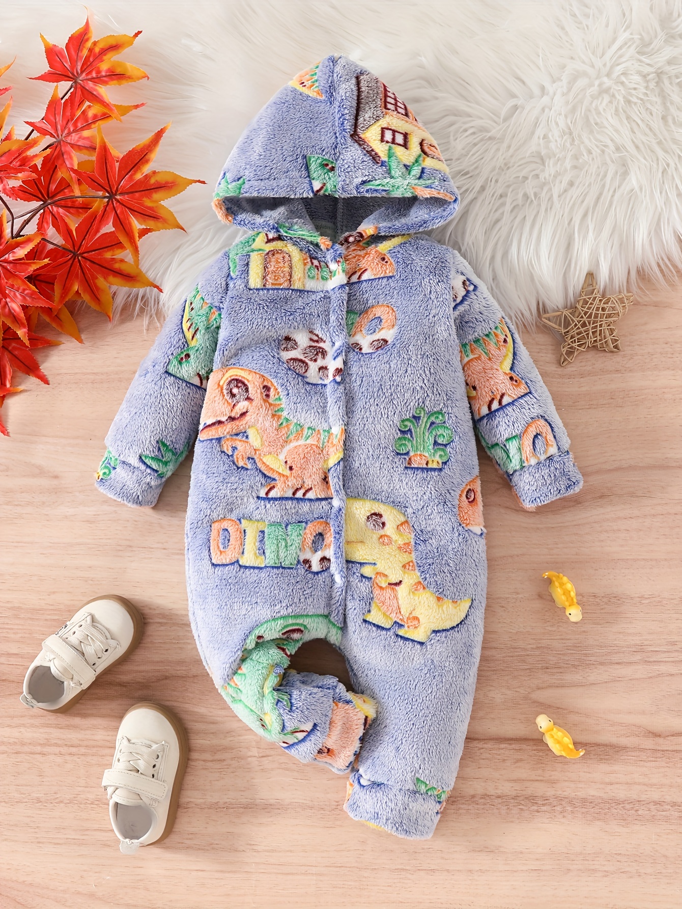 dinosaur onesie soft plush jumpsuit romper hood winter Temu