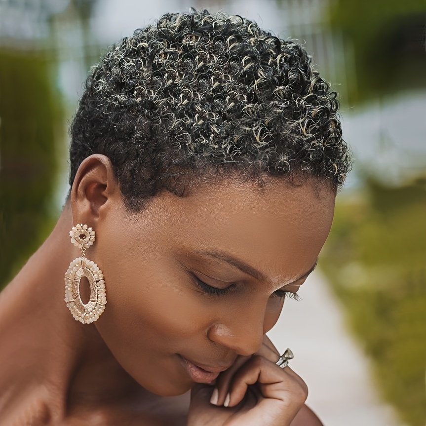 TEMU Nicelatus Short Mixed Blonde Afro Curly Wig Short Hairstyles Short Cut Afro Curly Wig Synthetic Wigs For Women Short Hair Wigs For Halloween, Christmas Party, Music Festival