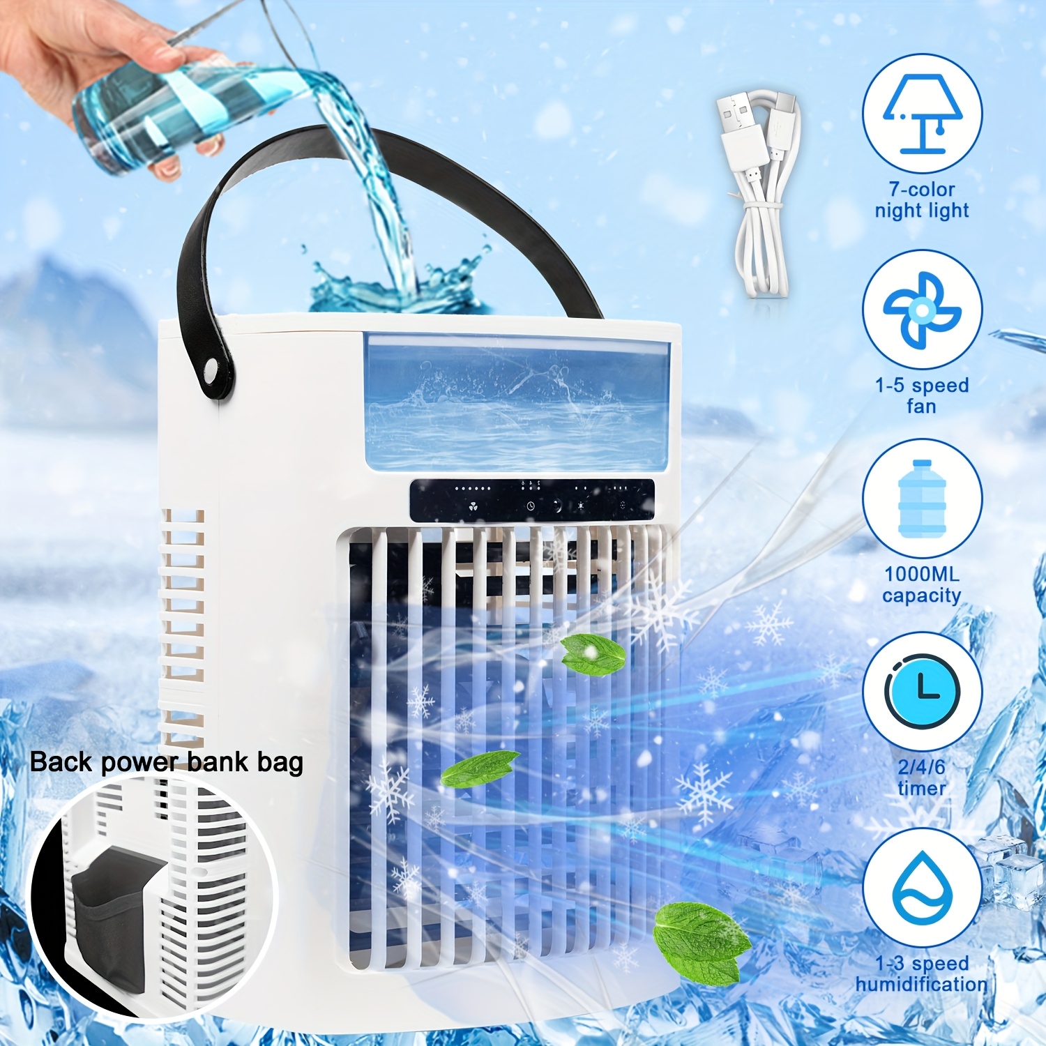 Rechargeable Portable Air Conditioners Fan,Personal Evaporative Air
