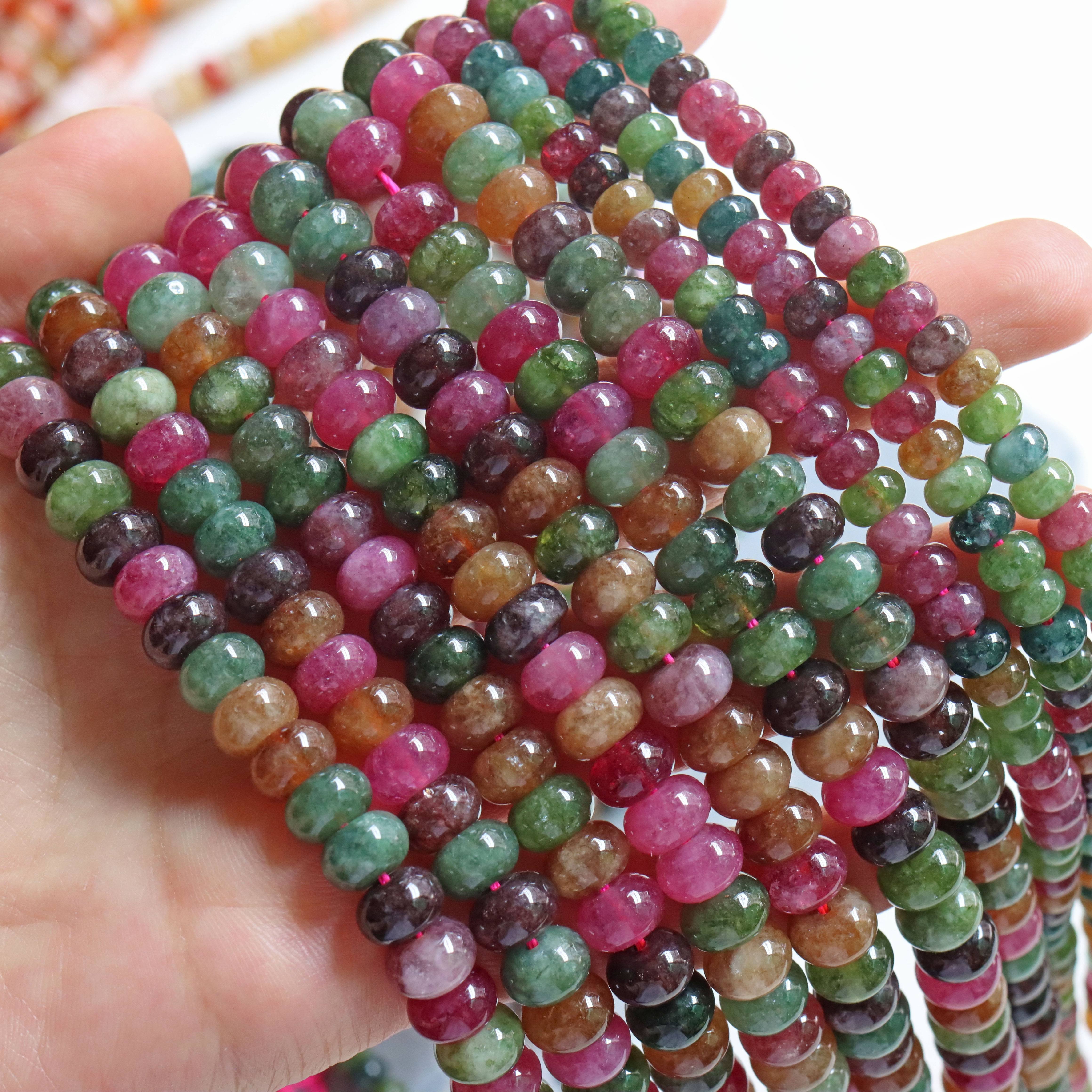 

36/46pcs Natural Stone Colored Abacus Beads, Ideal Accessories For Necklace Bracelet Keychain Jewelry Making