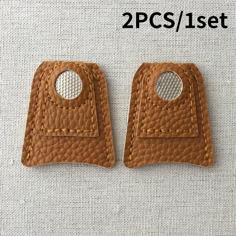 TEMU 2 piezas/juego de monedas de coser, moneda de cuero PU, moneda de dedo para el hogar, 3 tamaños disponibles para coser a , punto de cruz,
