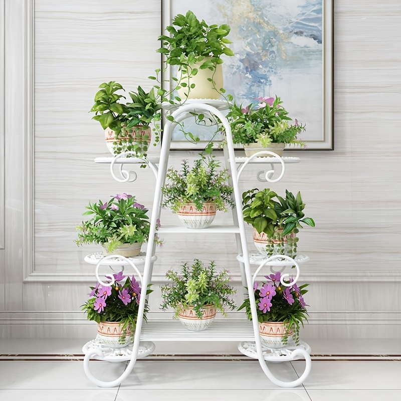 

9-tier European- Plant Stand, Indoor Outdoor Rack, Living Room Balcony Step Shelf For Garden Decor, Freestanding Display Shelves Without Electricity Or Battery