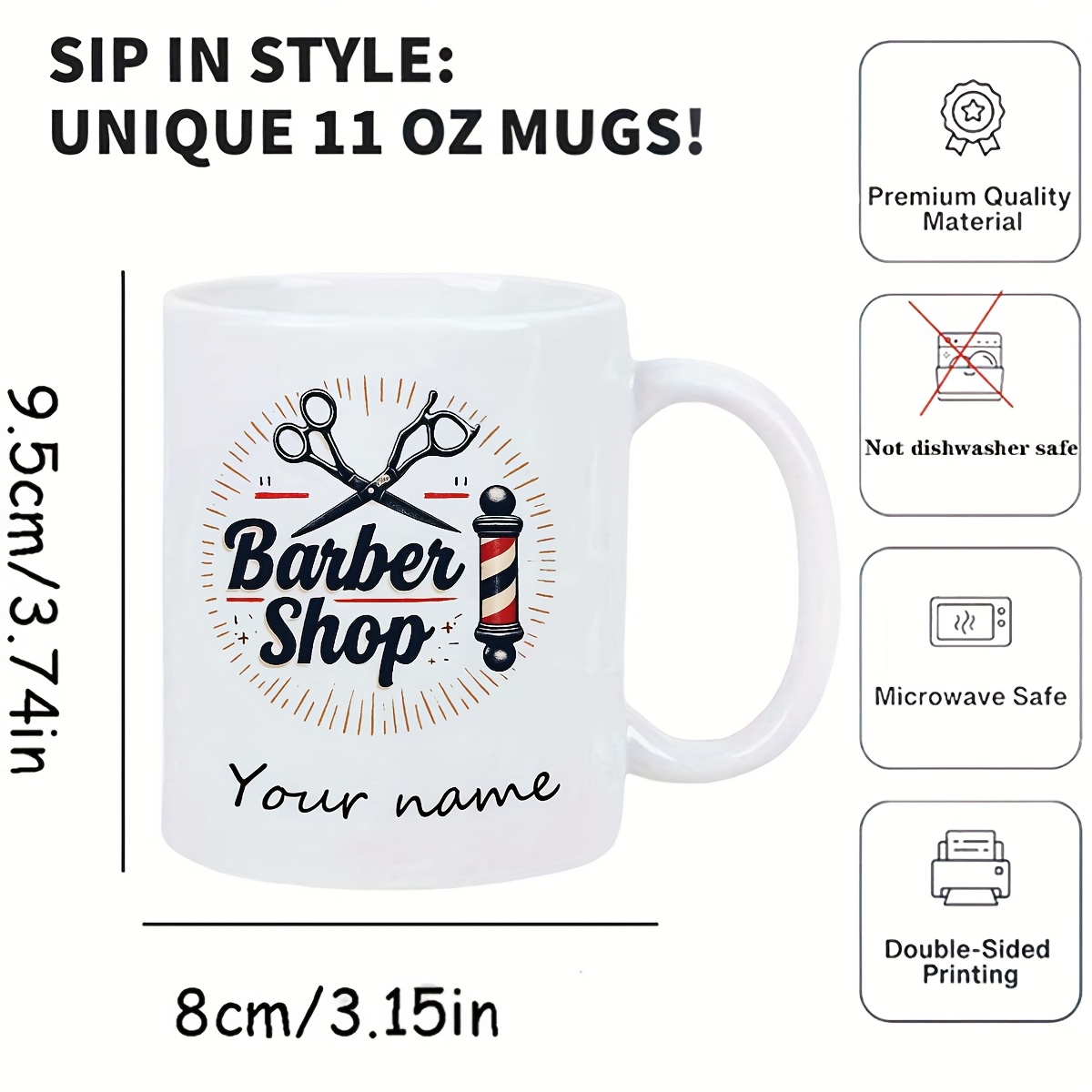 customized barber shop mug personalized coffee cup ceramic tea cup for barbers hairstylists salon owners happy birthday fathers day christmas gift for   husband or boyfriend 2