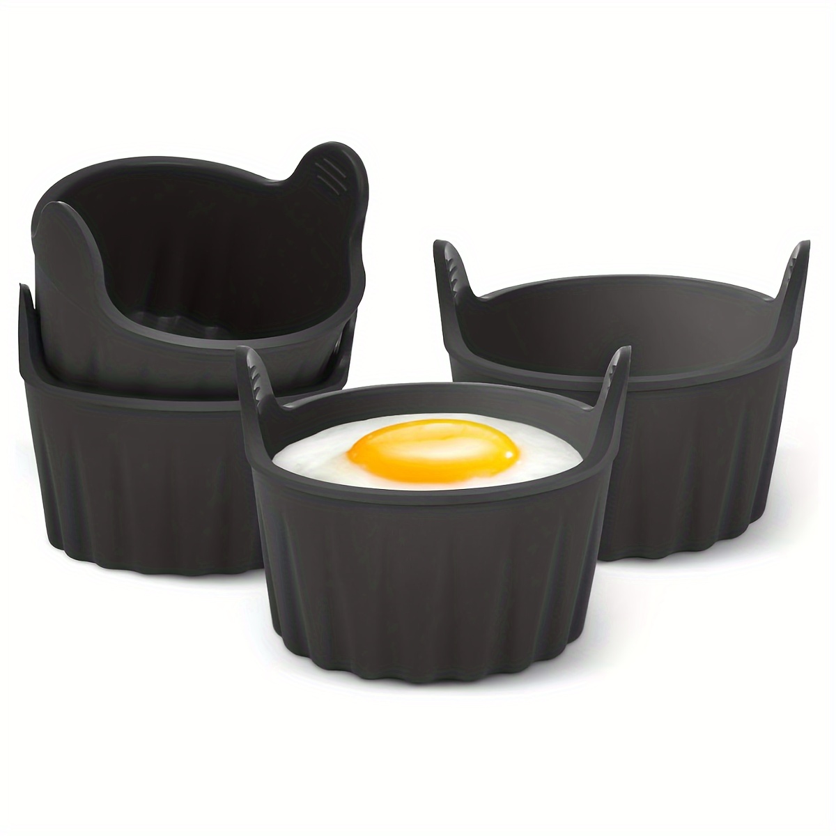

4pcs, Air Fryer Egg Moulds, Silicone Non-stick Egg Tray Reusable Ramekins For Air Fryer Egg Poacher Egg Cooker Waffle Molds Air Fryer Accessories Black