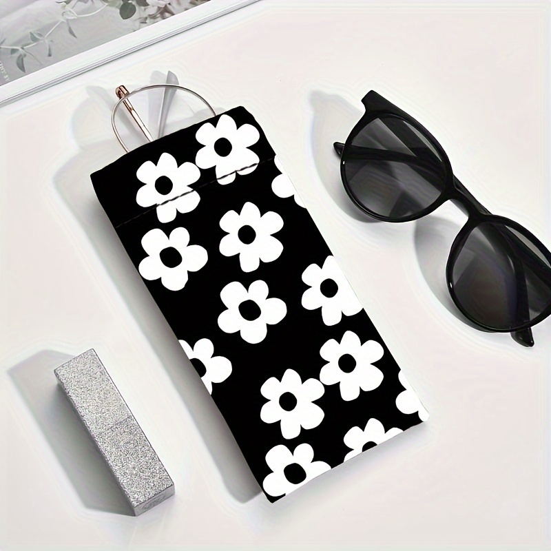 

Floral Pu Automatic Closure Eyeglasses Case, Solid Color Waterproof Glasses Pouch, Fashionable Women's Accessory Organizer, Soft Material, Storage Bag For Glasses And Jewelry