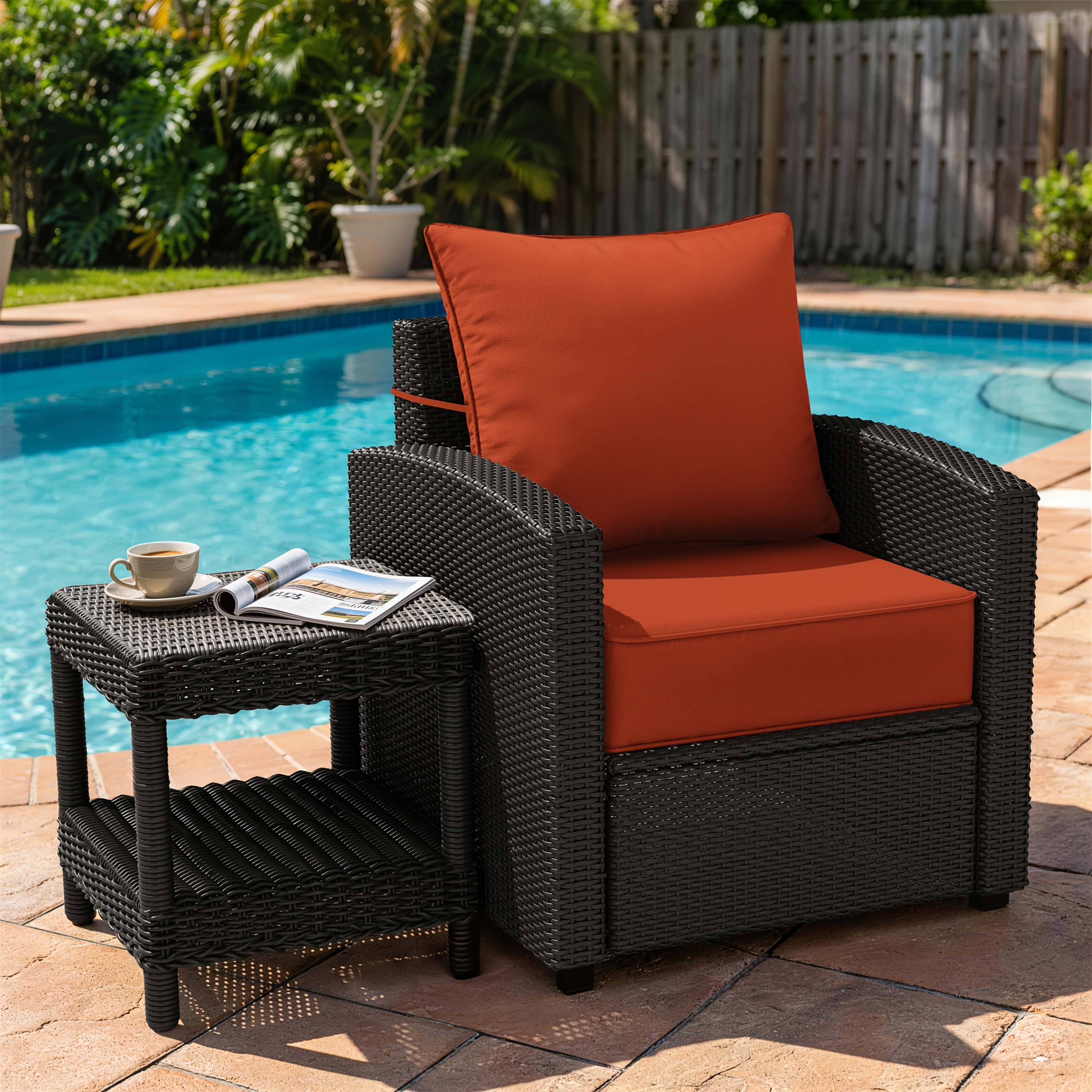 Outdoor Cushion Set of 1pc/2pcs/4pcs/6pcs - Thick 35D High-Density Foam Cushions Measuring 24*24*6.5 Inches, Featuring Quick Rebound, High Durability, And Easy Cleaning, Suitable for Outdoor Furniture Like Sofas And Patio Chairs