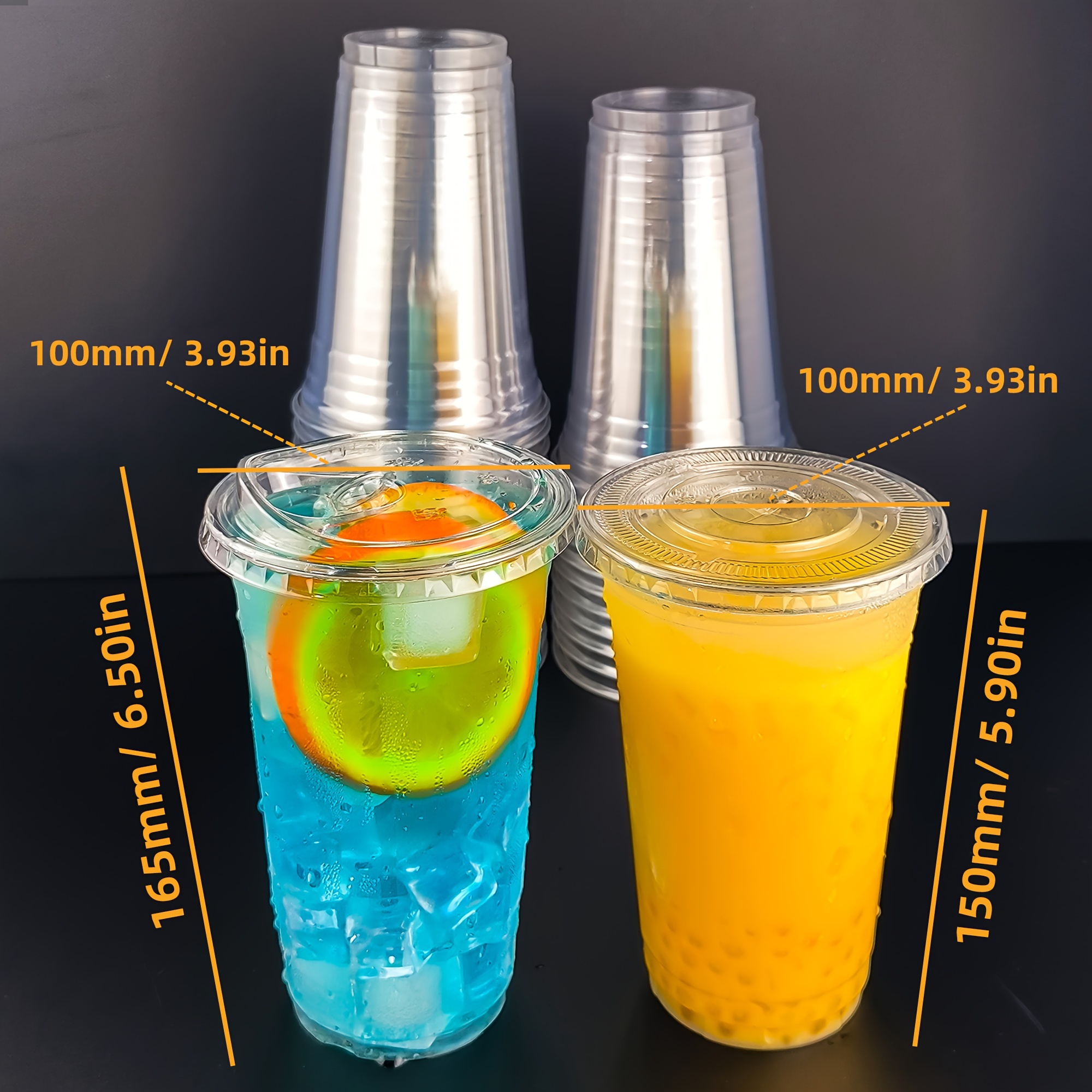 25 50 sets 24oz disposable clear plastic cups with lids and straws pet material ideal for iced coffee cold drinks   summer outdoor   drinkware details 7